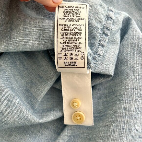 Seven For All Mankind Button Down Shirt Blue Chambray Size S - Picture 10 of 11